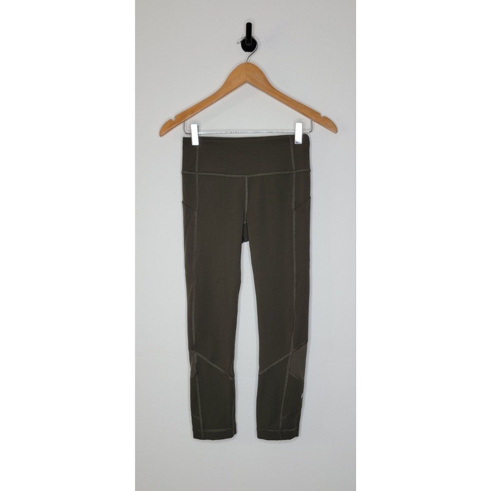 Lululemon Pace Rival Crop Leggings 21" Women's Size 2 Green Running Athleisure